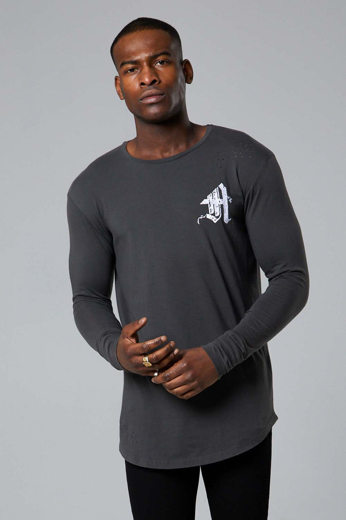 Ashes Varsity L/S tee-Charcoal
